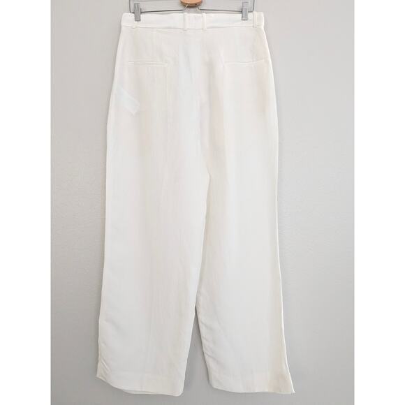 NWT Sandro Paris Wide Leg Linen Blend Pants Ecru FR 40 US 8 Trousers High Waist - Picture 2 of 9
